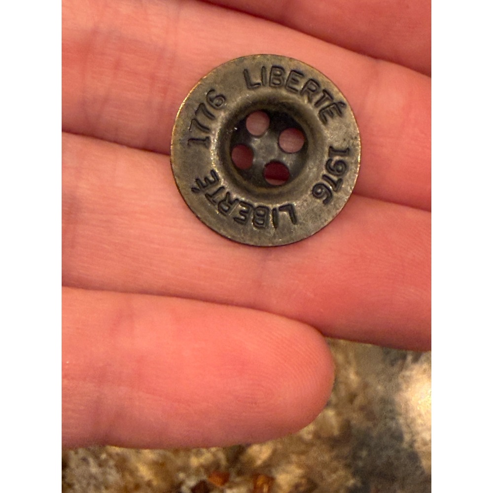 Vintage 1776-1976 Liberte Bicentennial Metal Button Bronze Tone 4-Hole 20mm